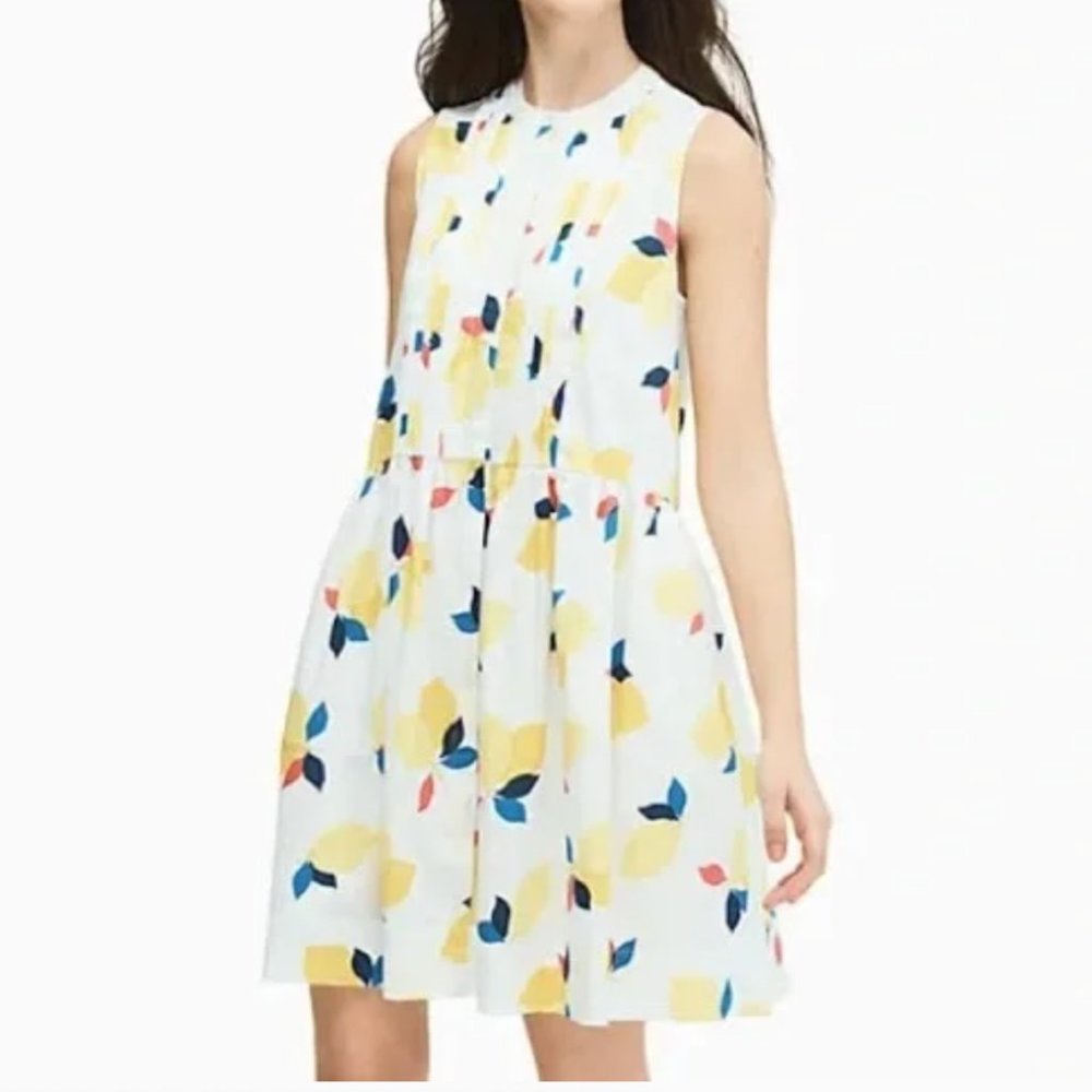 kate spade White Floral Print Sleeveless Fit-and-Flare Dress
